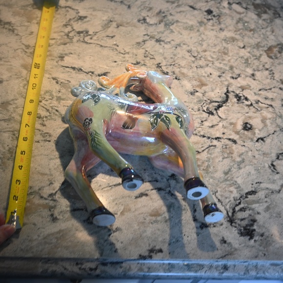 Hand Painted Lusterware Reindeer Figurines: Iridescent Christmas Transferware - Picture 4 of 10